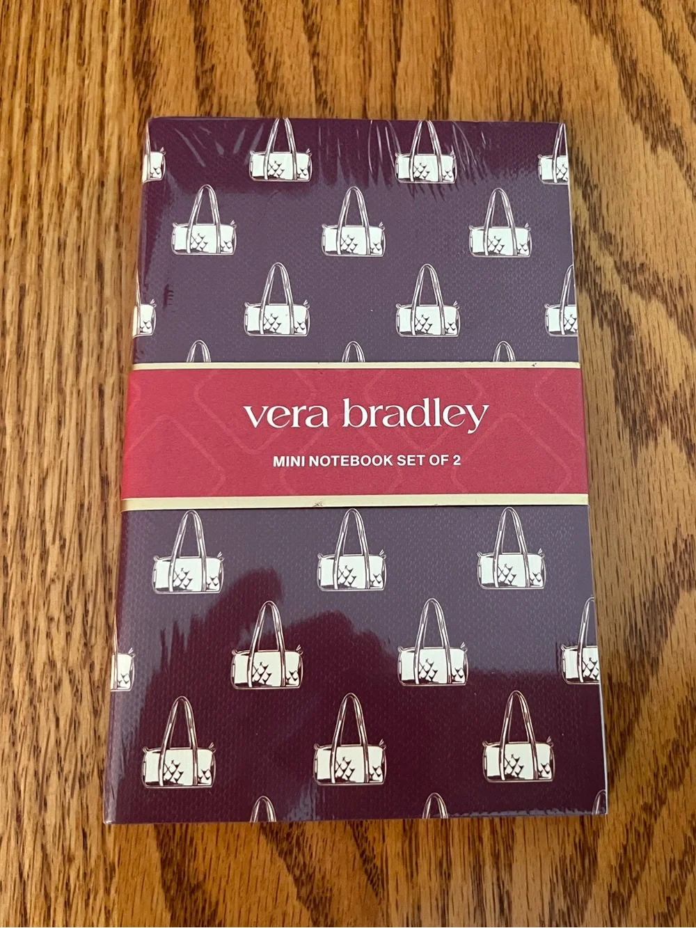 Vera Bradley Mini Notebook Duo in Deep Burgundy and Cream Handbag Print